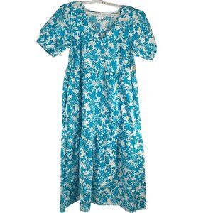 Peyton & Parker Womens Blue Floral Maxi Dress L 100% Cotton Made In India